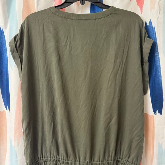 Daily Ritual Olive Green Sleeveless Crew Neck Button Front Romper 16 / 18 / 48 - Picture 5 of 9